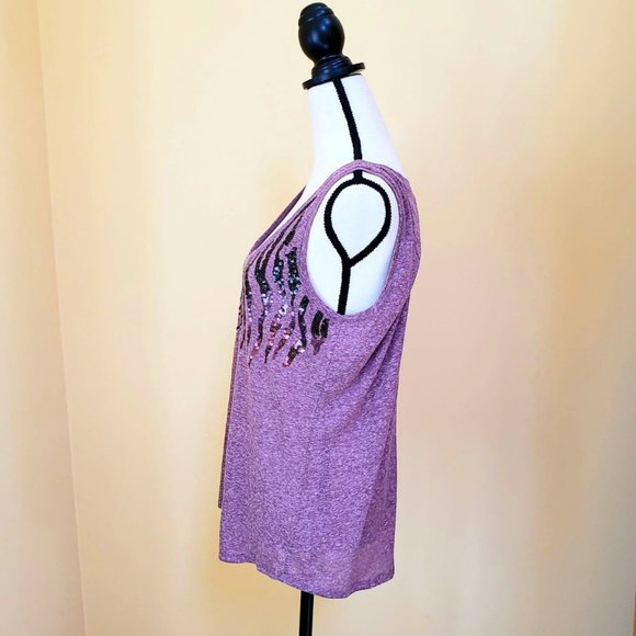 Express Animal Print Sequin Tank ~ - Picture 3 of 6